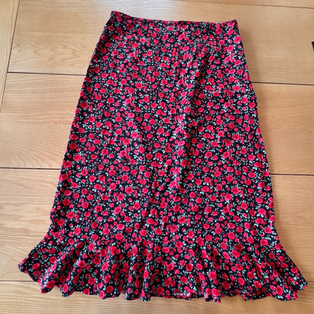 Christopher Banks Floral Skirt Size 10 Ruffle Hem Flowy‎ Romantic Cottagecore